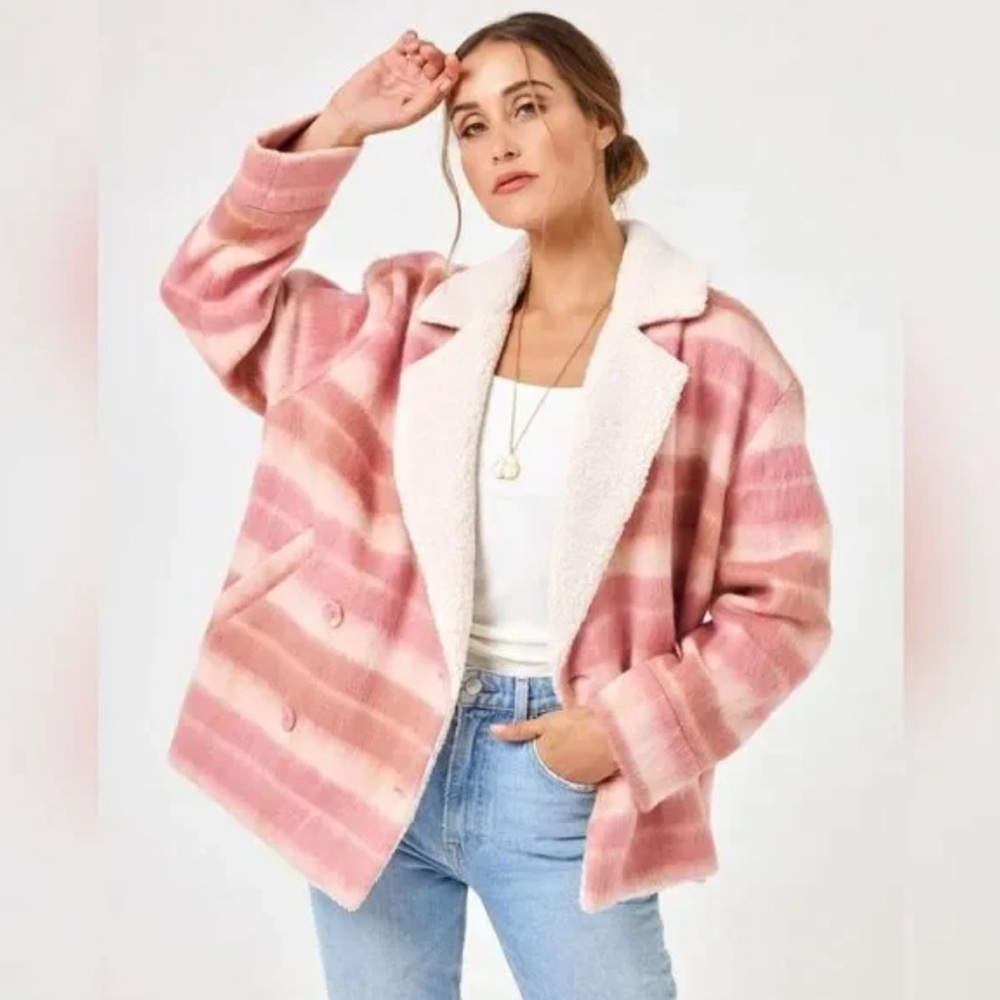 L*Space - Plaid About You Jacket medium pink plaid jacket